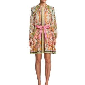 EUC Antonio Melani Brynn Floral Scarf Print Button Front Dress Size 10